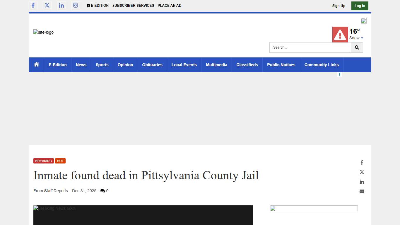 Inmate found dead in Pittsylvania County Jail News chathamstartribune.com